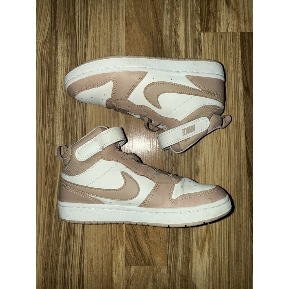 Nike Court Borough Mid 2 Youth Kids Shoes Size‎ 2Y 2 Tan Off White